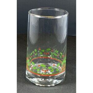 Vintage 1985 Arby's Christmas Collection 16 Oz Glass Holly Leaf & Berry